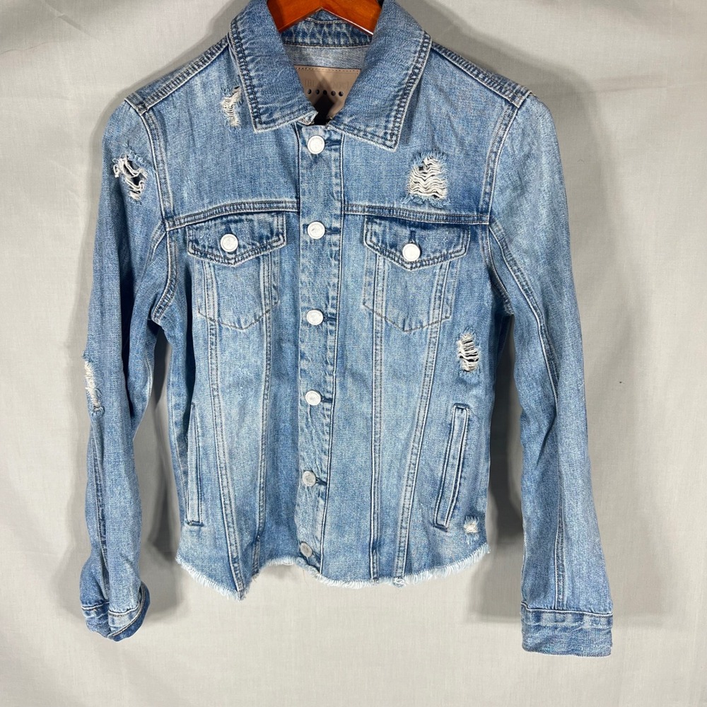 BLANKNYC Denim Jacket Distressed Light Wash Womens Size S